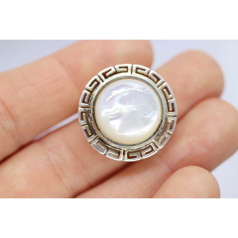 Round Sterling Silver mother pearl slide pendant